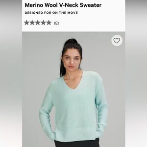 Lululemon Light Mint Merino Wool V-Neck Women's Sweater